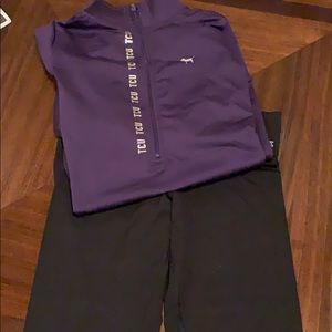 TCU half zip pink jacket and leggings